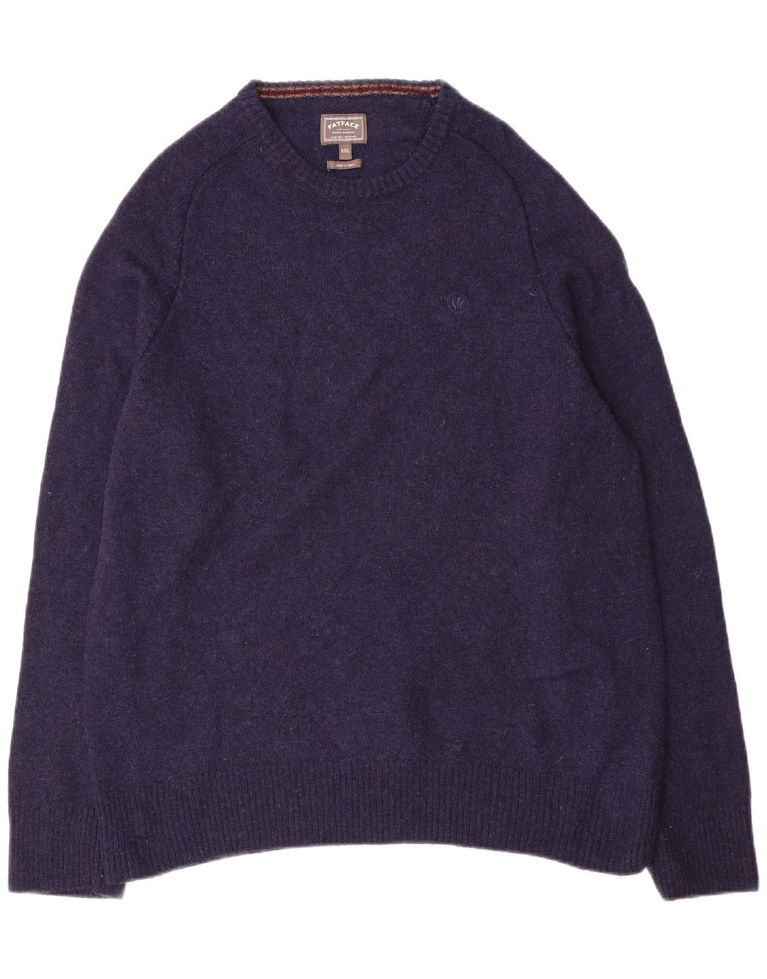Męski sweter z wycięciem pod szyją Fat Face 2XL Granatowa wełna