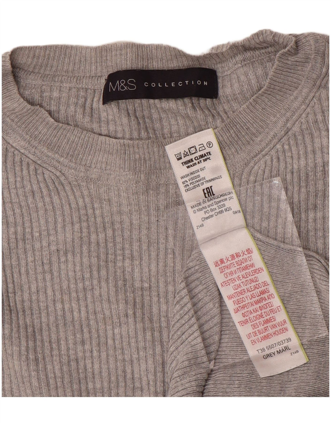 Sweter damski Marks & Spencer z okrągłym dekoltem, UK 12, średnioszara wiskoza