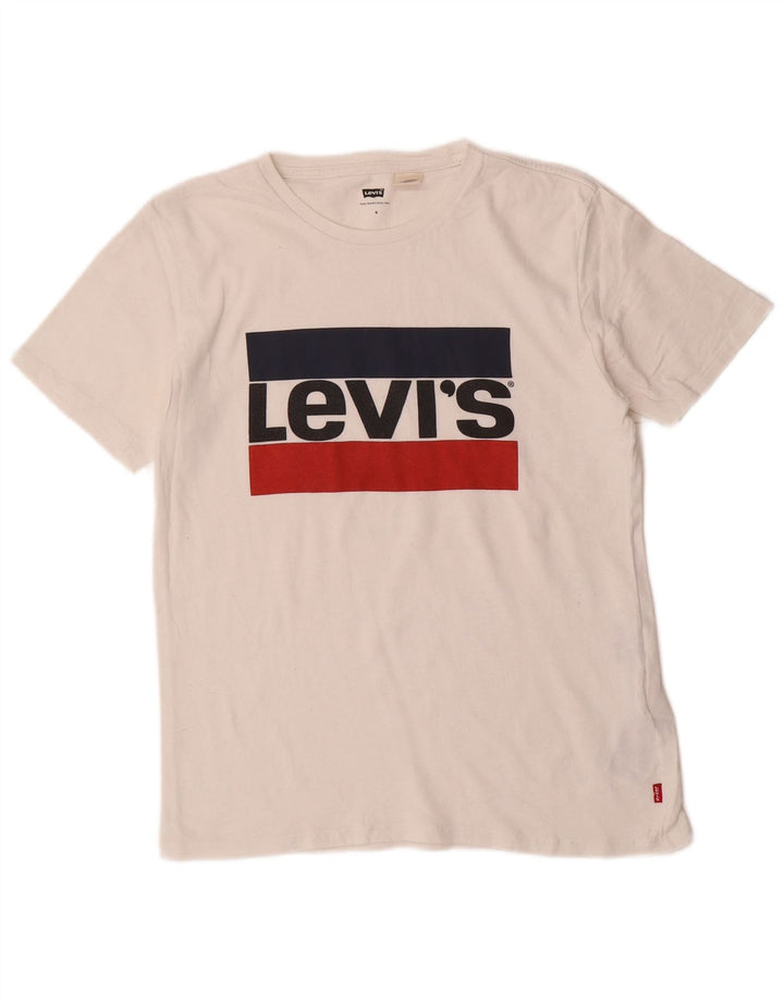 Męski T-shirt z grafiką LEVI'S, mały, biały, bawełniany