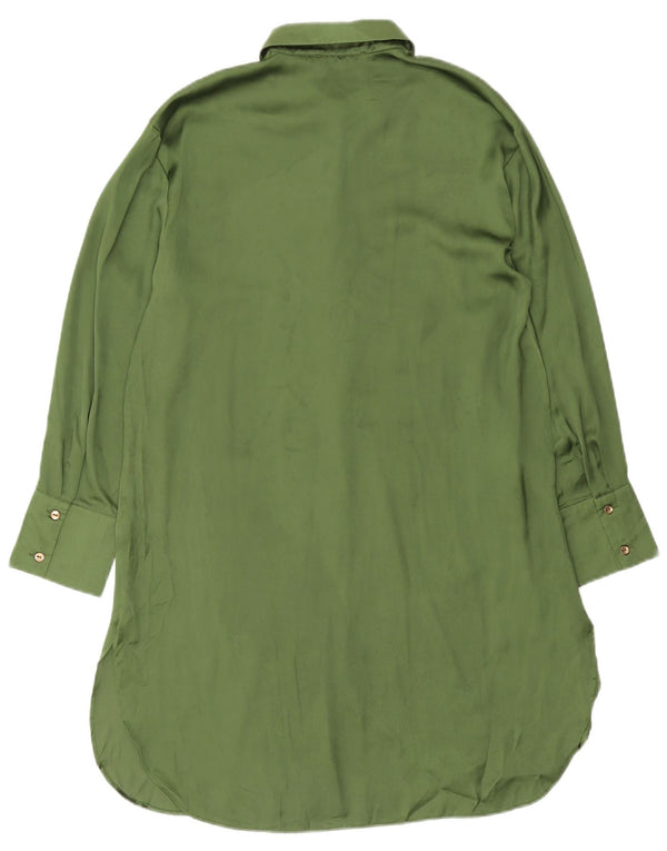 Zara Womens Shirt Dress UK 14 Medium Green Polyester