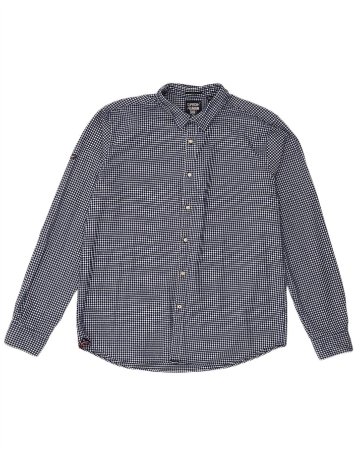 Męska koszula flanelowa Superdry 3XL, granatowa, klasyczna kratka