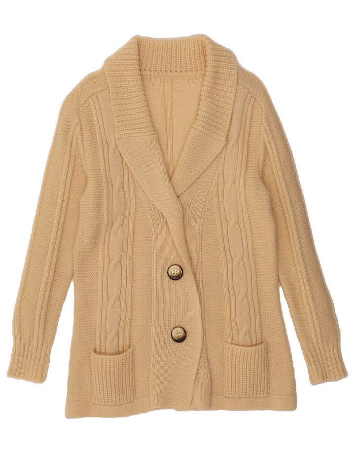 VINTAGE Womens Cardigan Sweater UK 12 Medium Beige Vintage Vintage and Second-Hand Vintage from Messina Hembry 