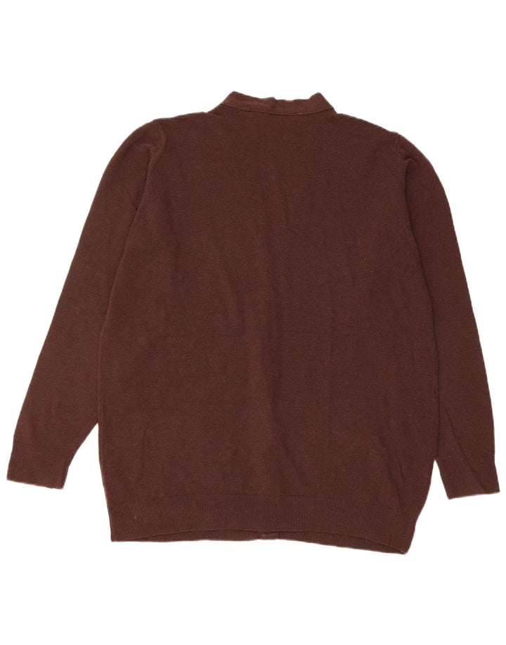 Marks & Spencer Damski sweter rozpinany UK 16, duży, brązowy, wełna owcza