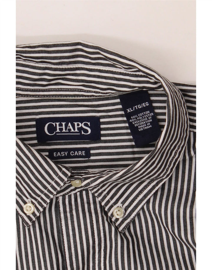 CHAPS Mens Easy Care Shirt XL Black Striped Cotton Vintage Chaps and Second-Hand Chaps from Messina Hembry 