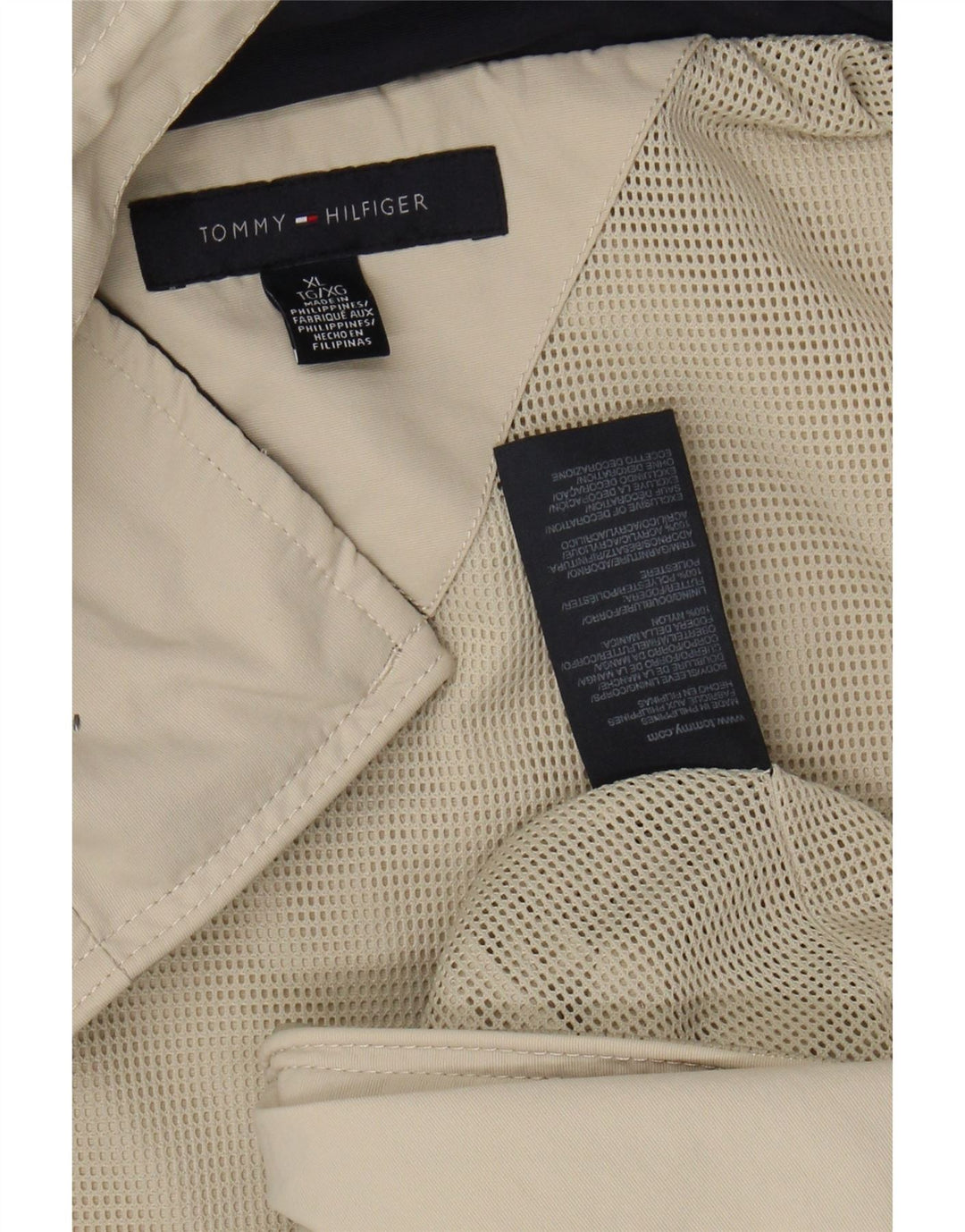 Męska kurtka bomber z kapturem Tommy Hilfiger UK 42 XL, beżowy nylon