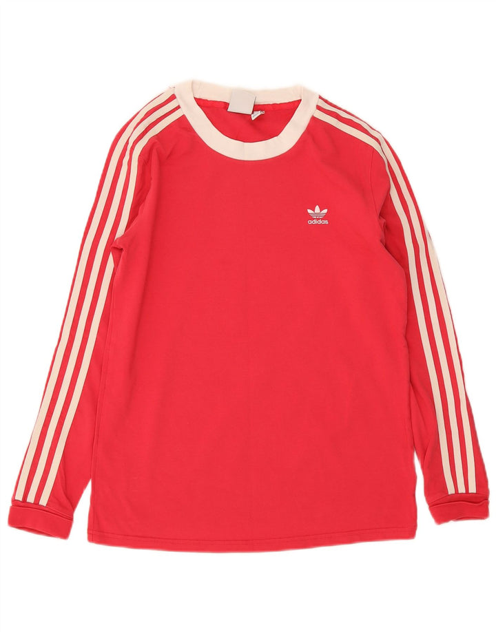 Damska koszulka Adidas z długim rękawem UK 10, mała, czerwona, z blokami kolorów