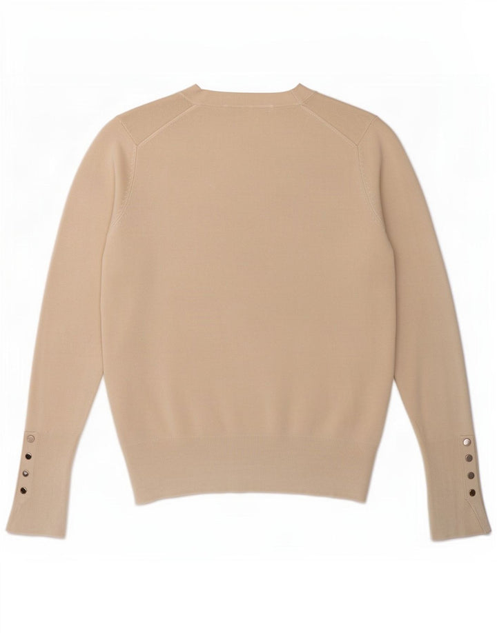 Damski sweter z okrągłym dekoltem Zara, mały, beżowy, wiskozowy