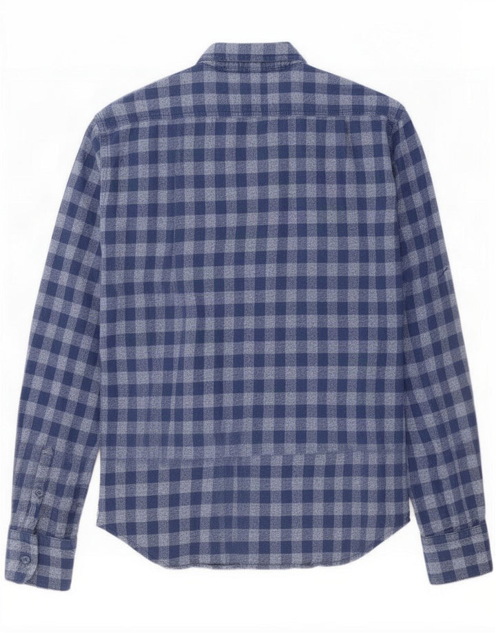 Superdry Męska koszula flanelowa w małą niebieską kratkę