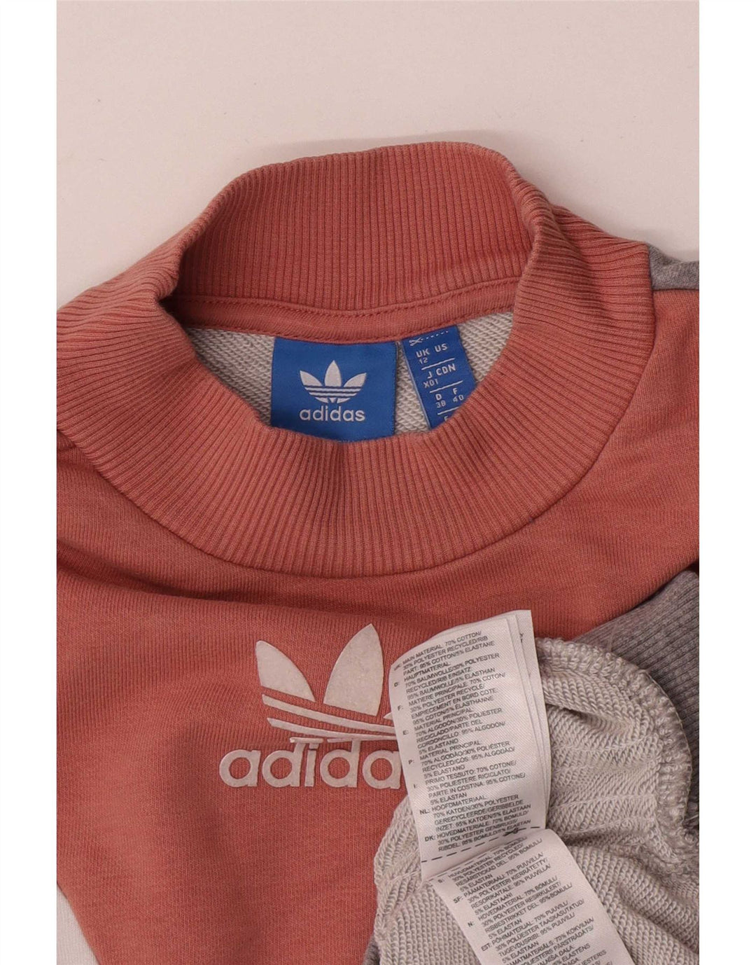 Damska bluza Adidas Jumper UK 12 Średnia szara bawełna z blokami kolorów