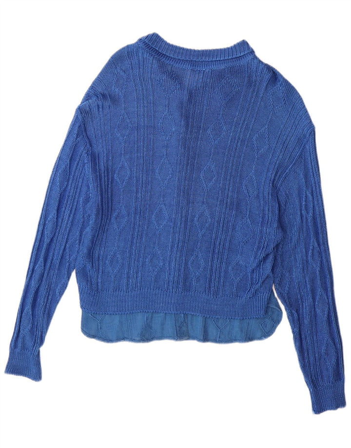 Sweter damski w stylu vintage IT 44 Średni niebieski, geometryczny wiskoza