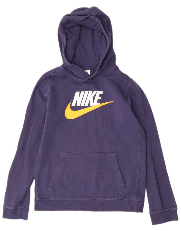 Chłopięcy sweter z kapturem NIKE z grafiką 13-14 lat XL, granatowy, bawełniany