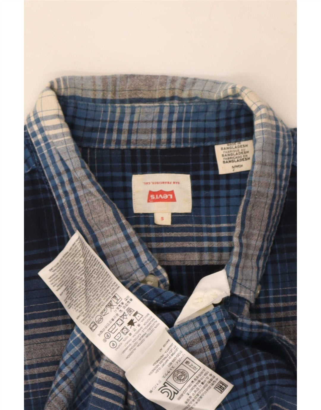 Koszula męska z krótkim rękawem Levi's, mała, niebieska, bawełniana kratka