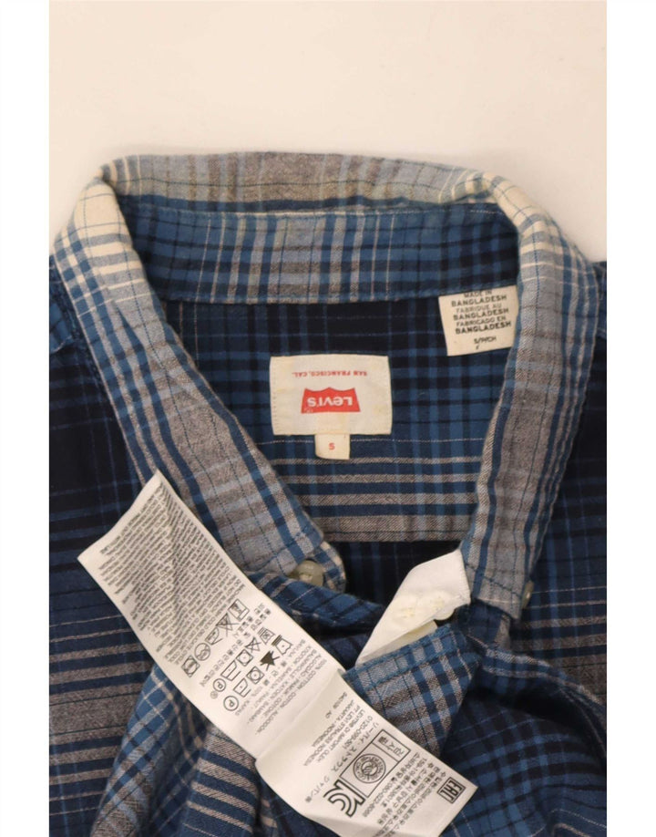 Koszula męska z krótkim rękawem Levi's, mała, niebieska, bawełniana kratka