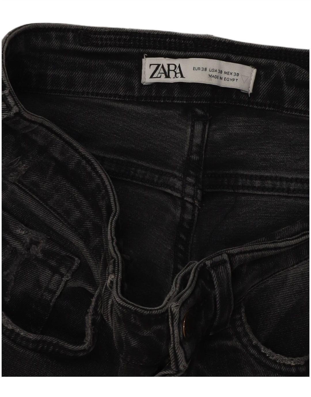 ZARA Mens Distressed Slim Jeans EU 38 Small W30 L28 Black