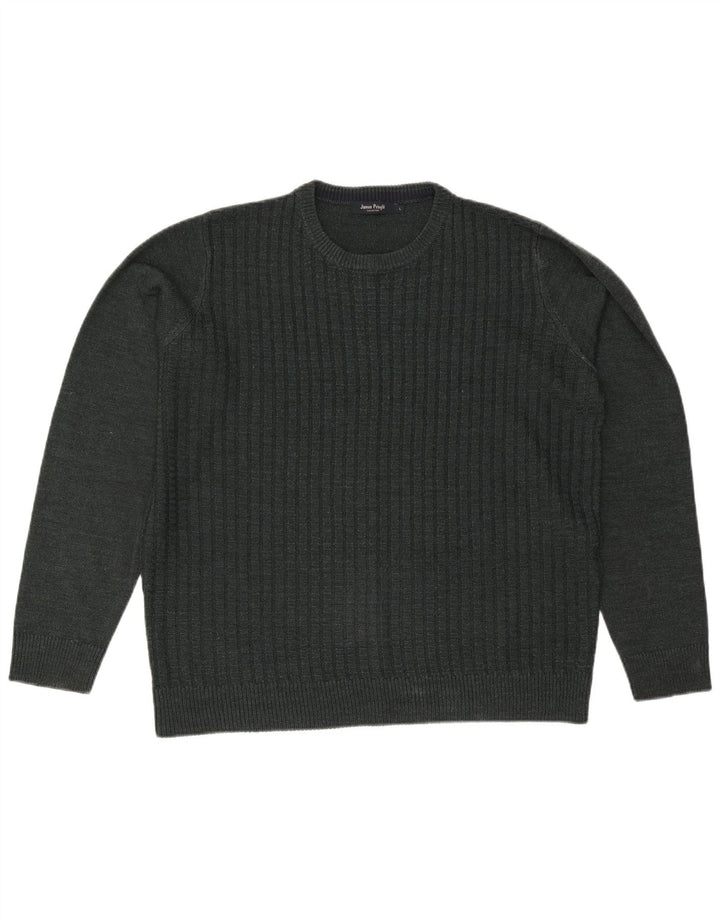JAMES PRINGLE Męski sweter z okrągłym dekoltem, duży, zielony, akrylowy