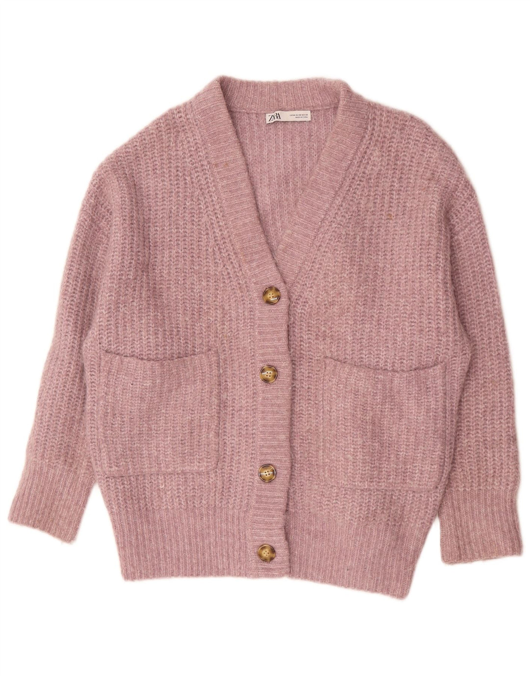 Damski sweter oversize Zara UK 14, średni różowy poliester