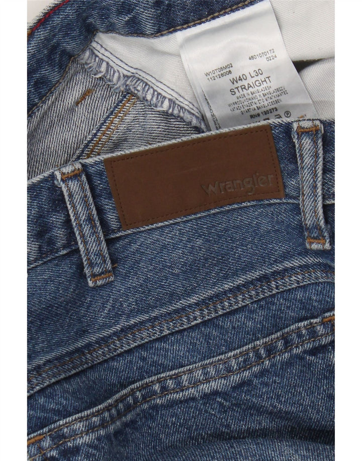 Wrangler Męskie proste dżinsy W40 L30 Niebieskie bawełniane