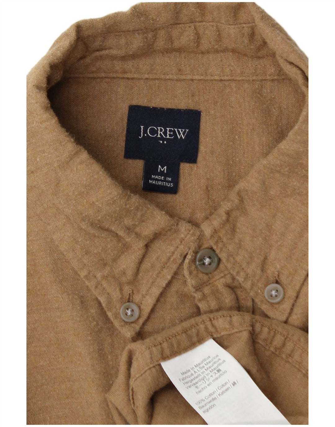 J. CREW Męska koszula flanelowa, średnio beżowa, bawełniana