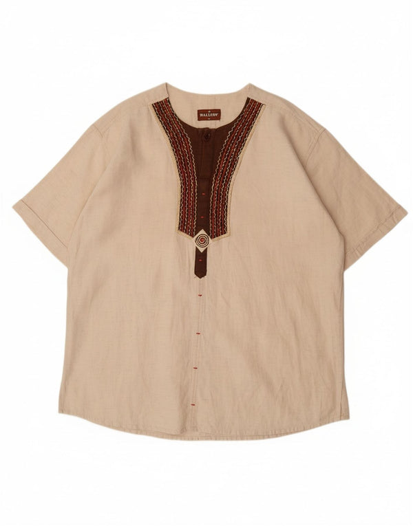 Męska koszula pulowerowa z krótkim rękawem VINTAGE XL w kolorze beżowym