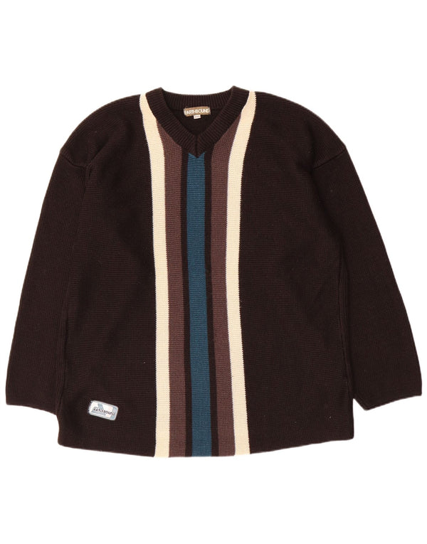Męski sweter z dekoltem w kształcie litery V, 2XL, czarny z blokami kolorów