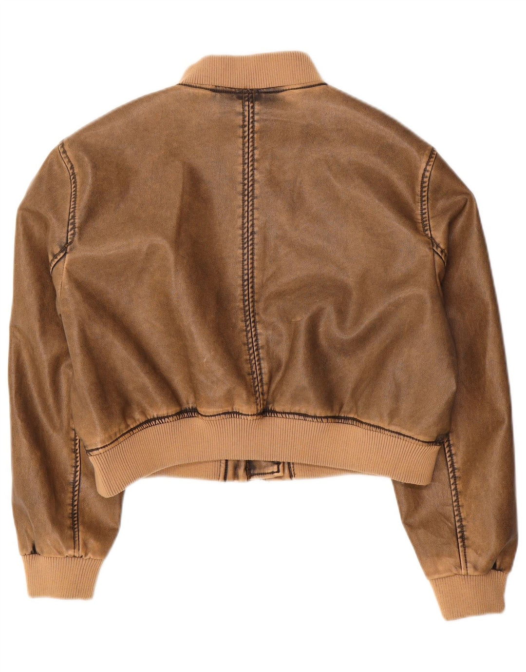 Vintage damska kurtka bomber ze sztucznej skóry UK 14, średni brąz