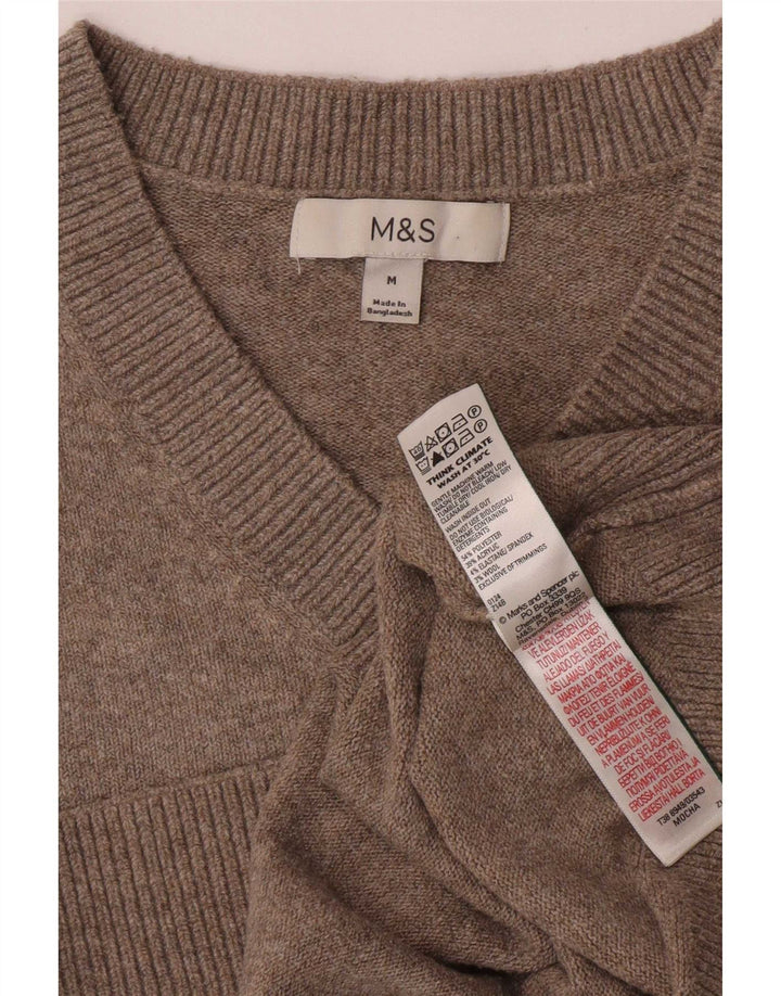 Marks & Spencer Damski sweter z dekoltem w kształcie litery V, UK 14, średni szary poliester