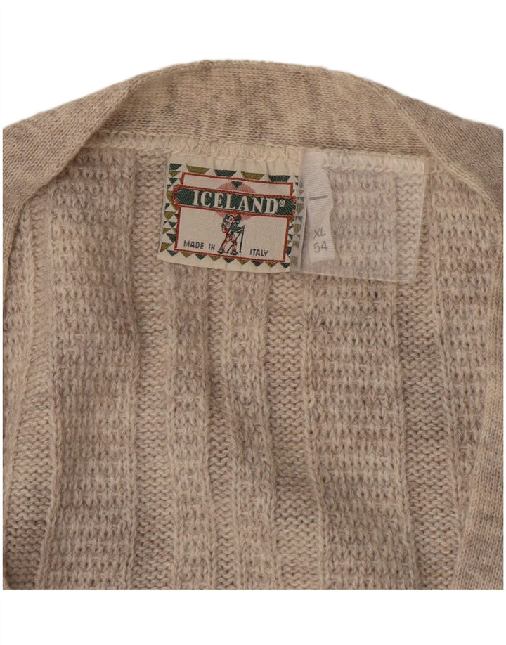 Męski sweter rozpinany Islandia IT 54 XL, beżowy, geometryczny