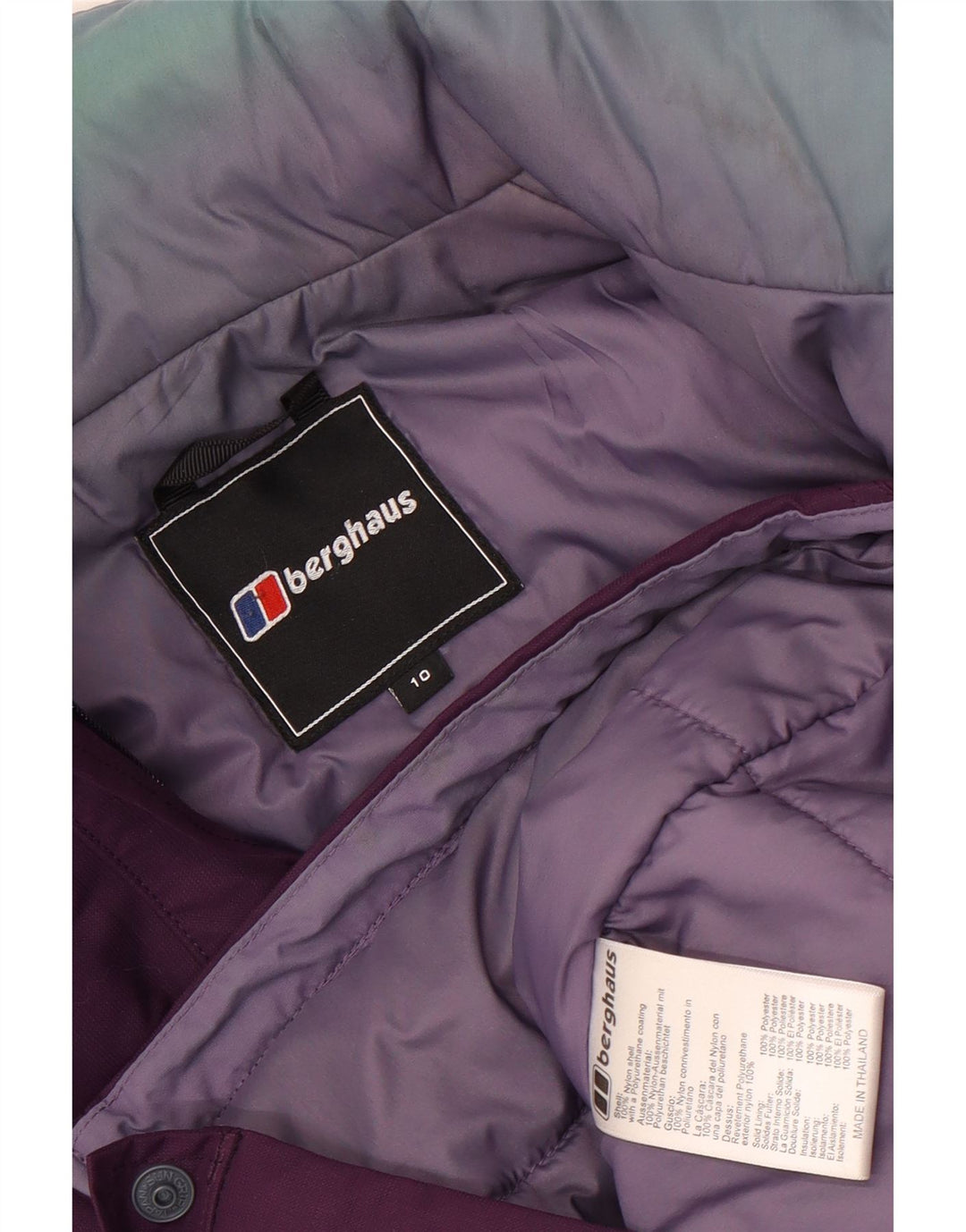 Damska kurtka wiatrówka z kapturem oversize Berghaus UK 10, mała fioletowa