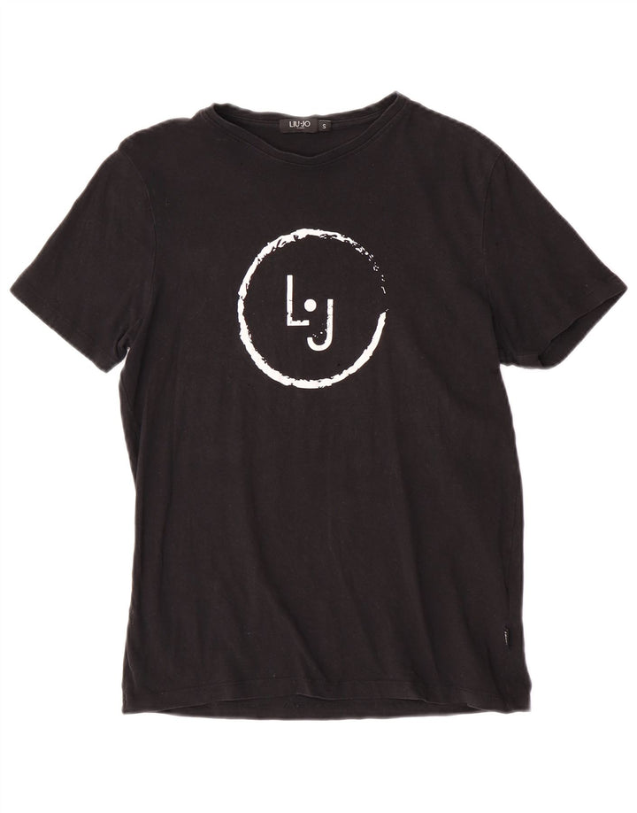 Męski T-shirt z grafiką Liu Jo, mały, czarny, bawełniany