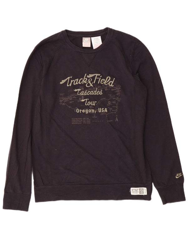 Męski sweter z grafiką NIKE, UK 42/44, duży, czarny, bawełniany