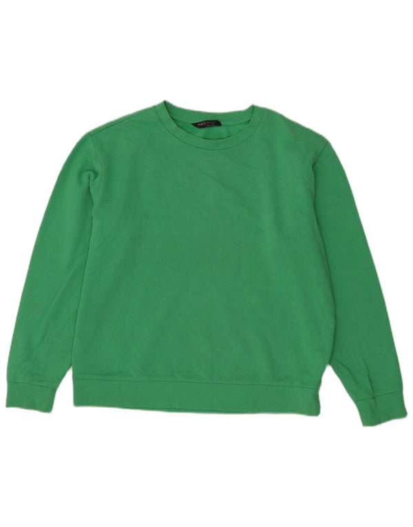 Marks & Spencer Damski sweter oversize UK 10, mały, zielony, bawełniany