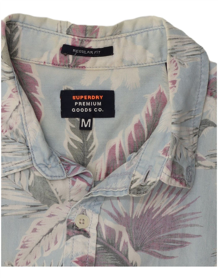 Męska koszula Superdry z krótkim rękawem o regularnym kroju Średnioniebieska bawełniana w kwiaty
