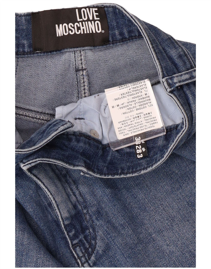 Damskie spodenki jeansowe Moschino Graphic W28 Średni niebieski, bawełniany