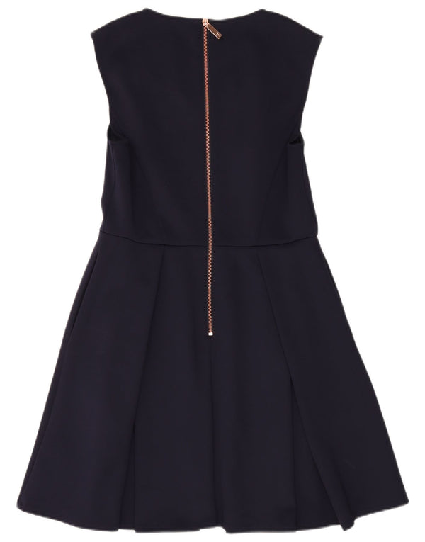 Ted Baker Womens Sleeveless Swing Dress Size 4 Large Navy Blue Floral