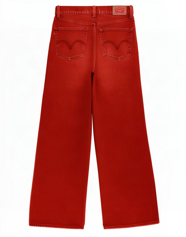 Damskie jeansy Levi's z szeroką nogawką i wysokim stanem W26 L29 Czerwona bawełna