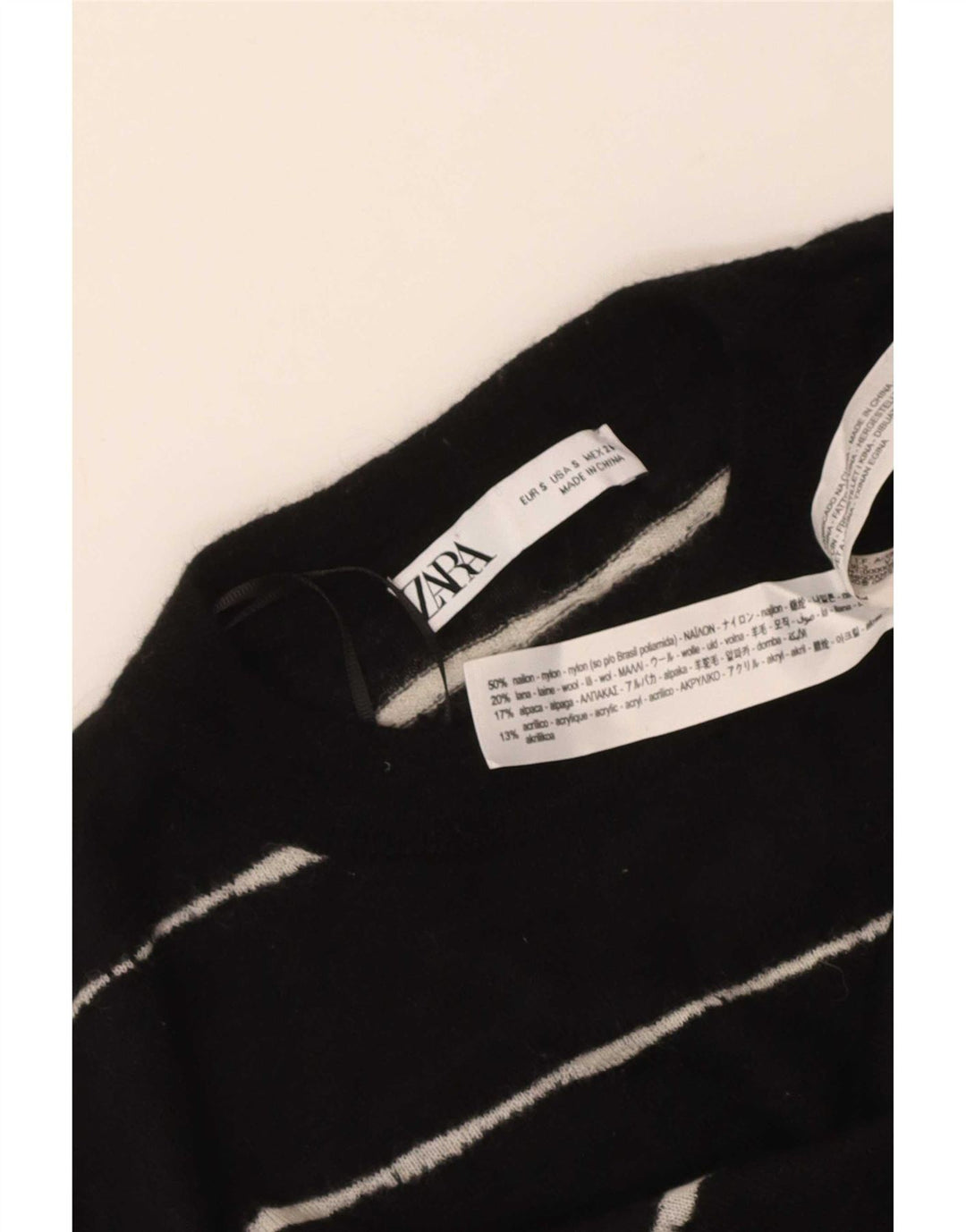 Damski sweter oversize z okrągłym dekoltem Zara UK 10 w małe czarne paski