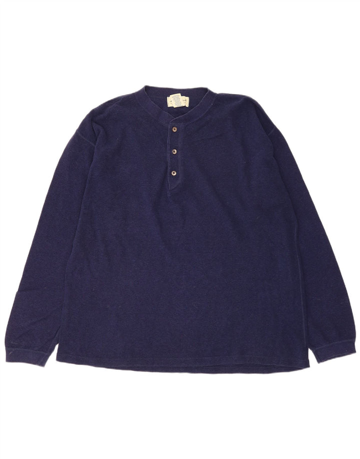 Męski top o luźnym kroju Eddie Bauer z długim rękawem, średni granatowy, bawełniany