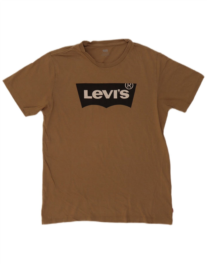 Męski T-shirt z grafiką Levi's Top, średnio beżowy, bawełniany
