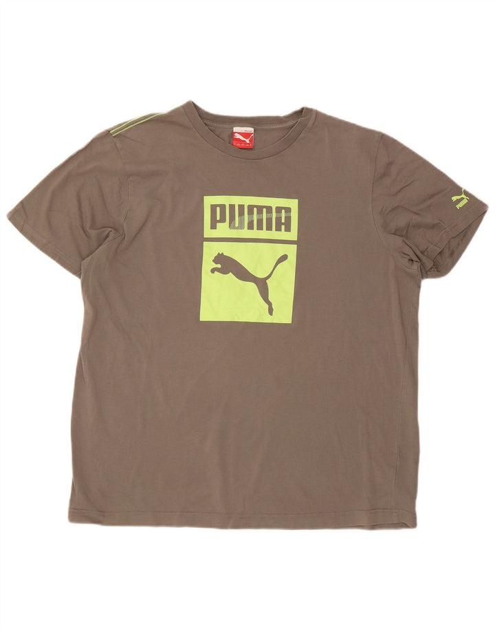 Męska koszulka z grafiką Puma, góra XL, szara bawełna