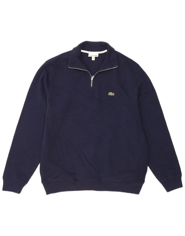 Lacoste Męski sweter z zamkiem błyskawicznym, rozmiar 6 XL, granatowy, bawełniany
