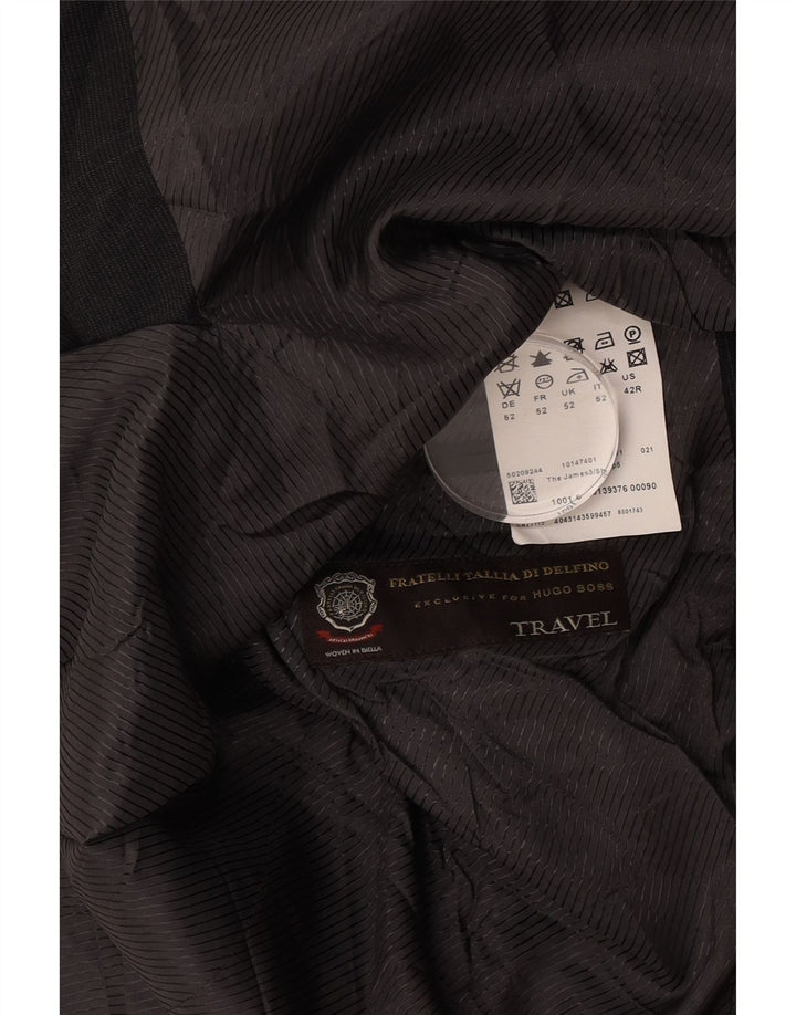 Męska marynarka zapinana na 2 guziki Hugo Boss IT 52 XL Szara dziewicza wełna