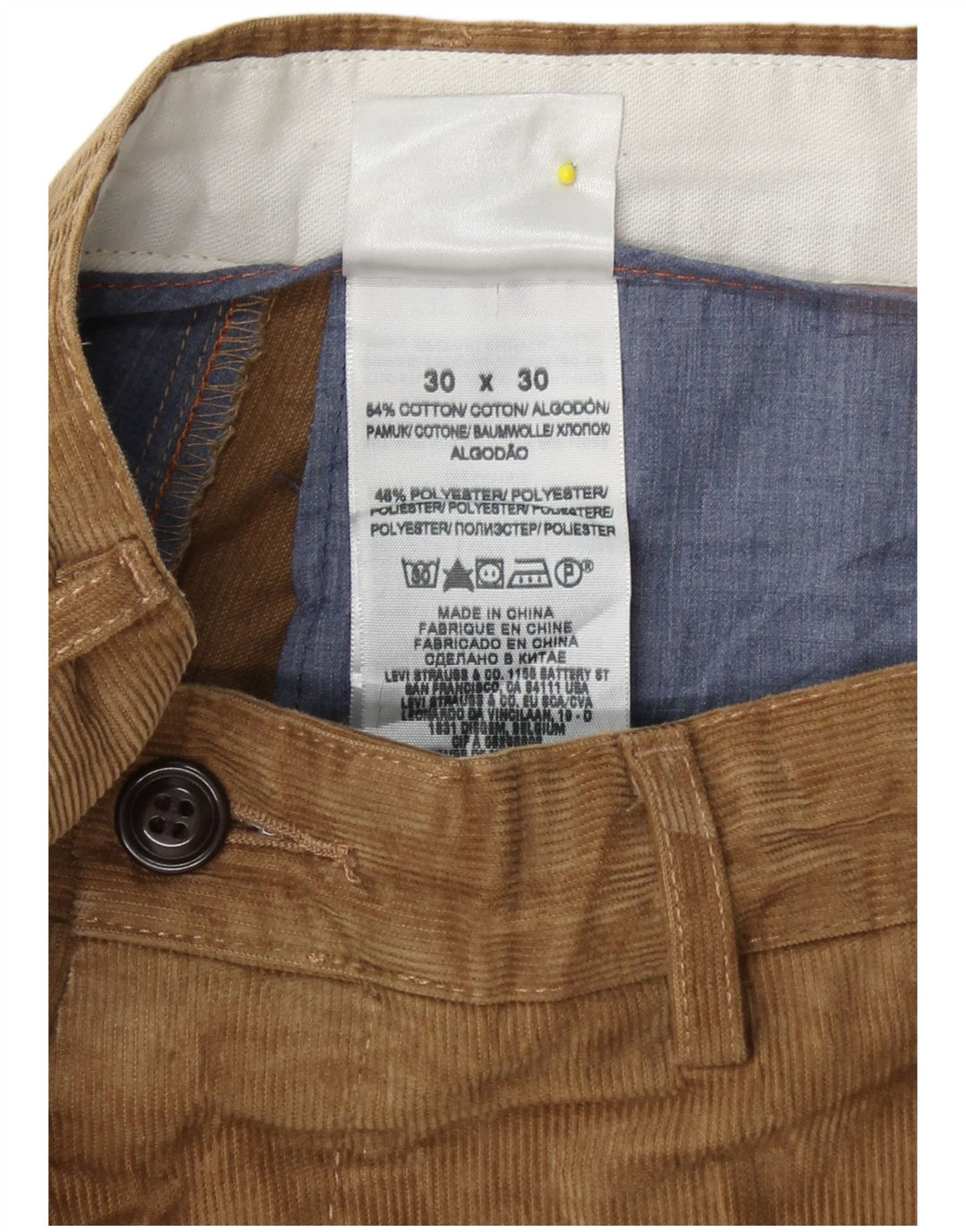 Spodnie męskie DOCKERS proste sztruksowe W30 L30 beżowa bawełna