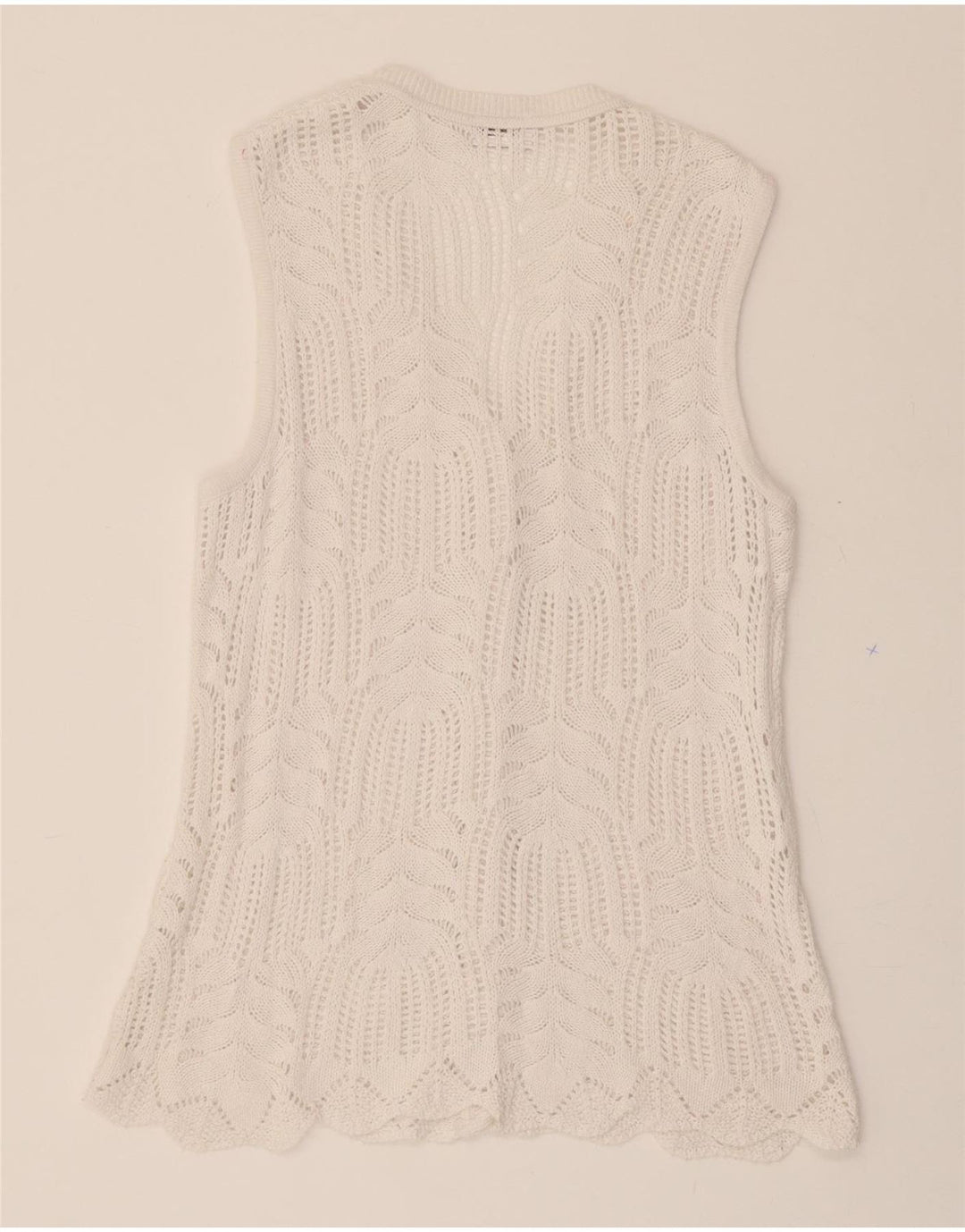 PAOLA Womens Sleeveless Cardigan Sweater UK 14 Medium White Vintage Paola and Second-Hand Paola from Messina Hembry 
