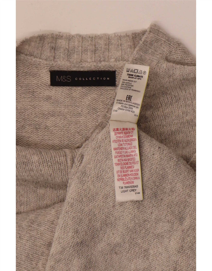 Marks & Spencer Damski sweter z okrągłym dekoltem, UK 14, średni szary akryl