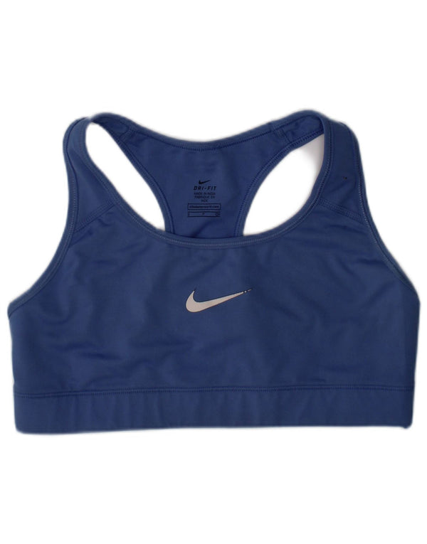 Damski top sportowy z biustonoszem Nike Dri Fit Graphic, mały, niebieski, sportowy z poliestru