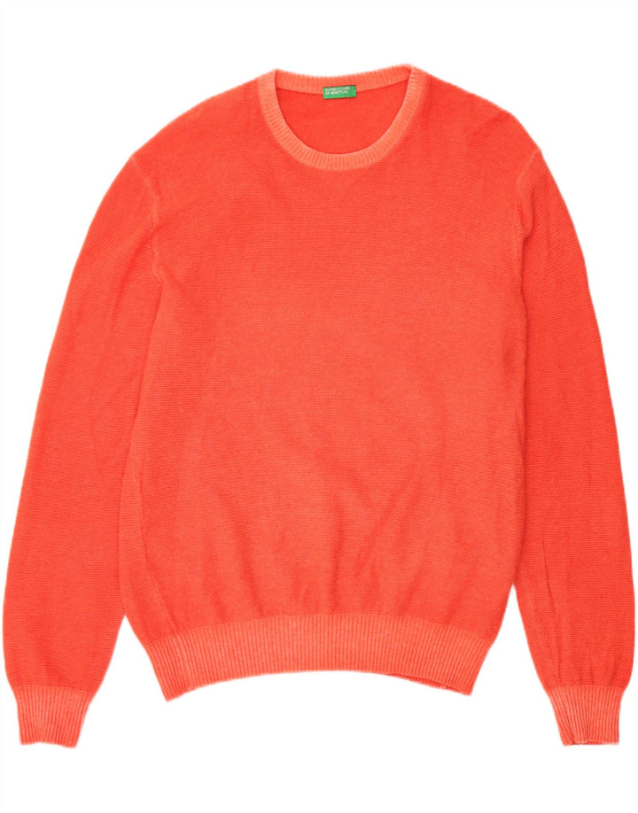 BENETTON Womens Crew Neck Jumper Sweater UK 14 Medium Red Wool Vintage Benetton and Second-Hand Benetton from Messina Hembry 