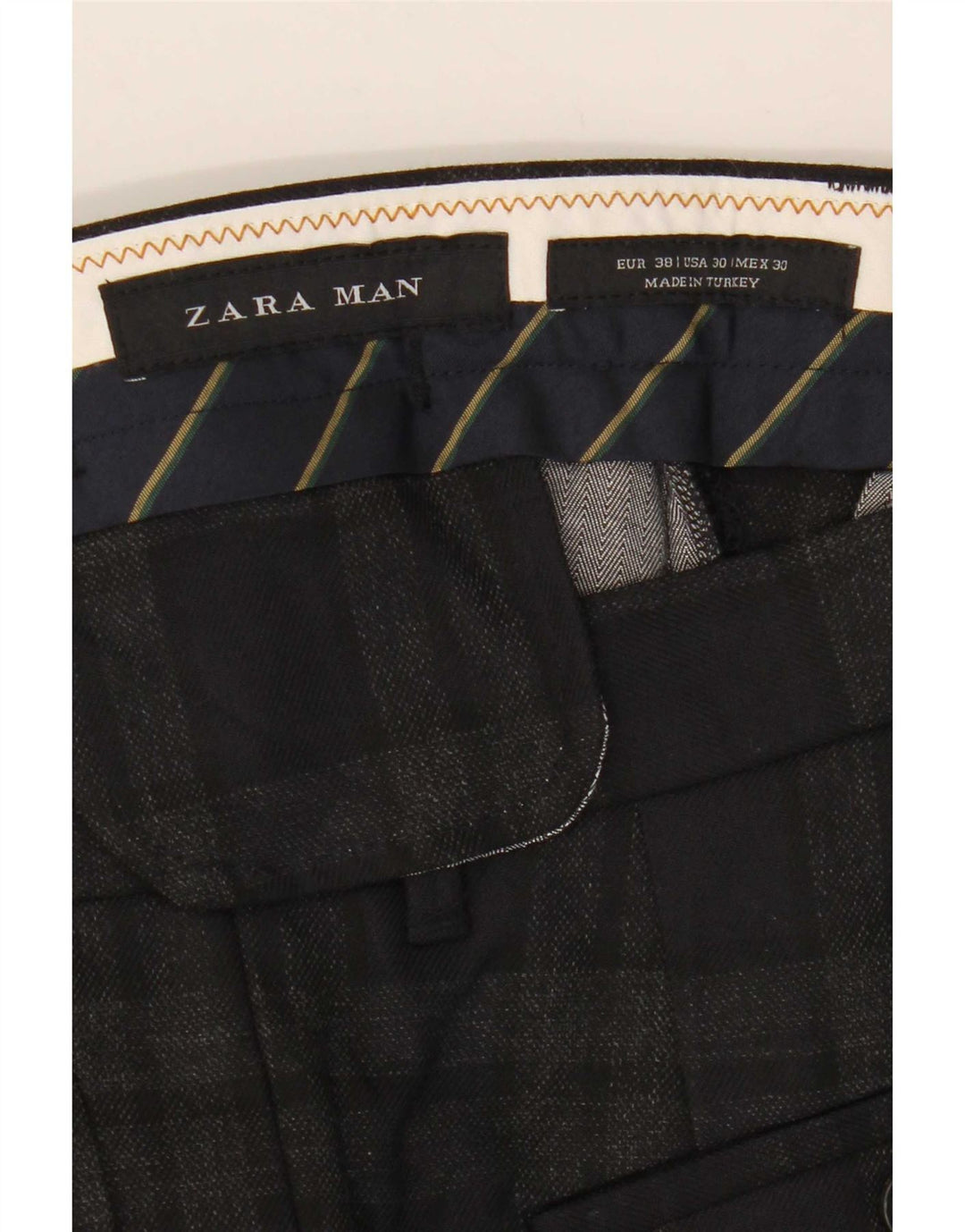 Męskie krótkie spodnie Zara EU 38 Small W30 L25 Szara krata, poliester