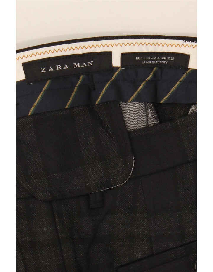 Męskie krótkie spodnie Zara EU 38 Small W30 L25 Szara krata, poliester