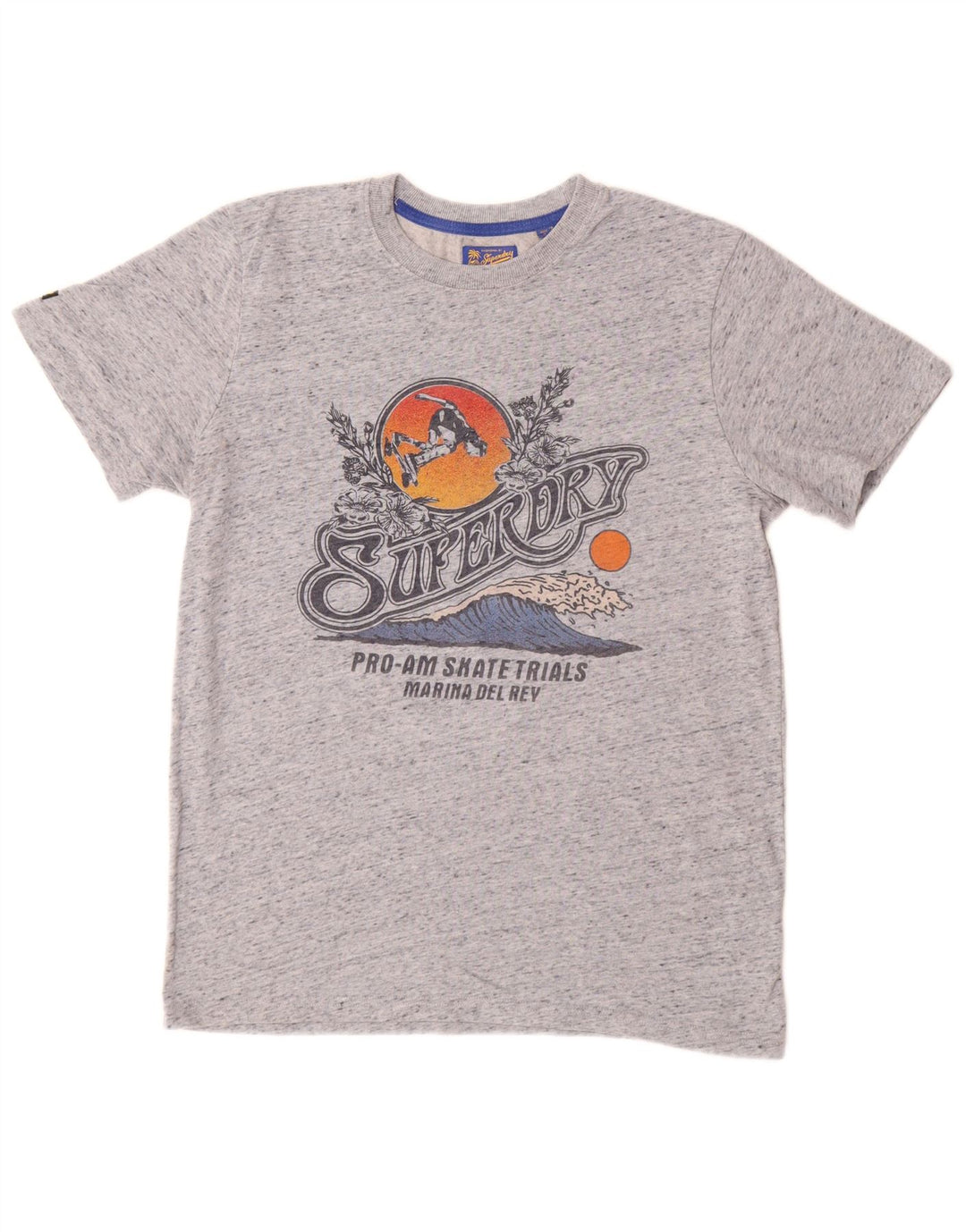 Męski T-shirt SUPERDRY z grafiką, średnioszary, bawełniany w cętki