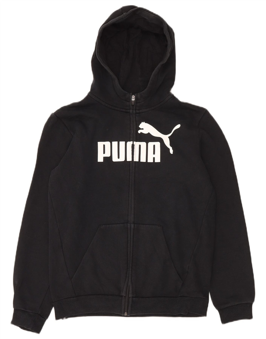 Chłopięcy sweter z kapturem i zamkiem błyskawicznym PUMA, 15-16 lat, czarna bawełna